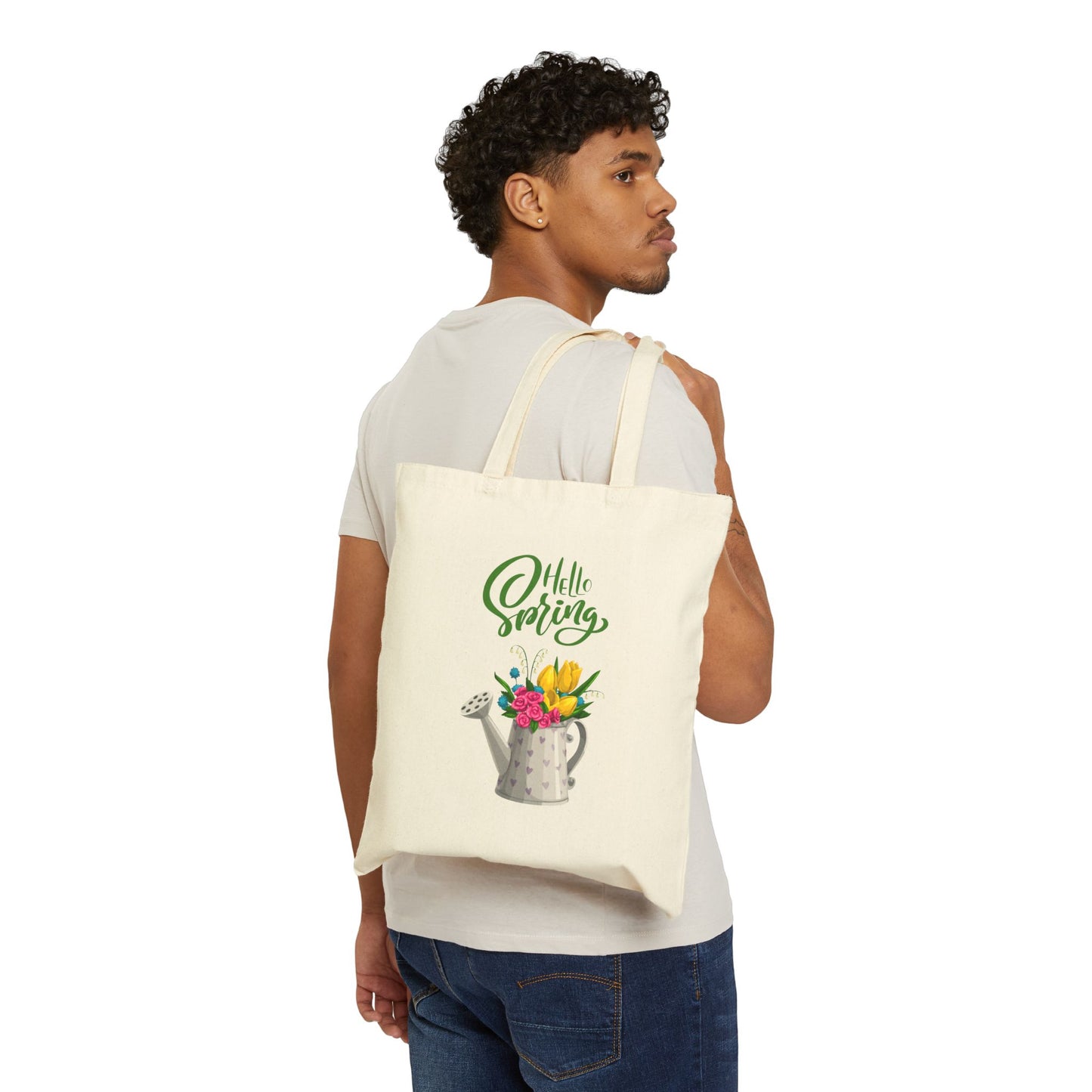 Hello Spring Floral Tote Bag