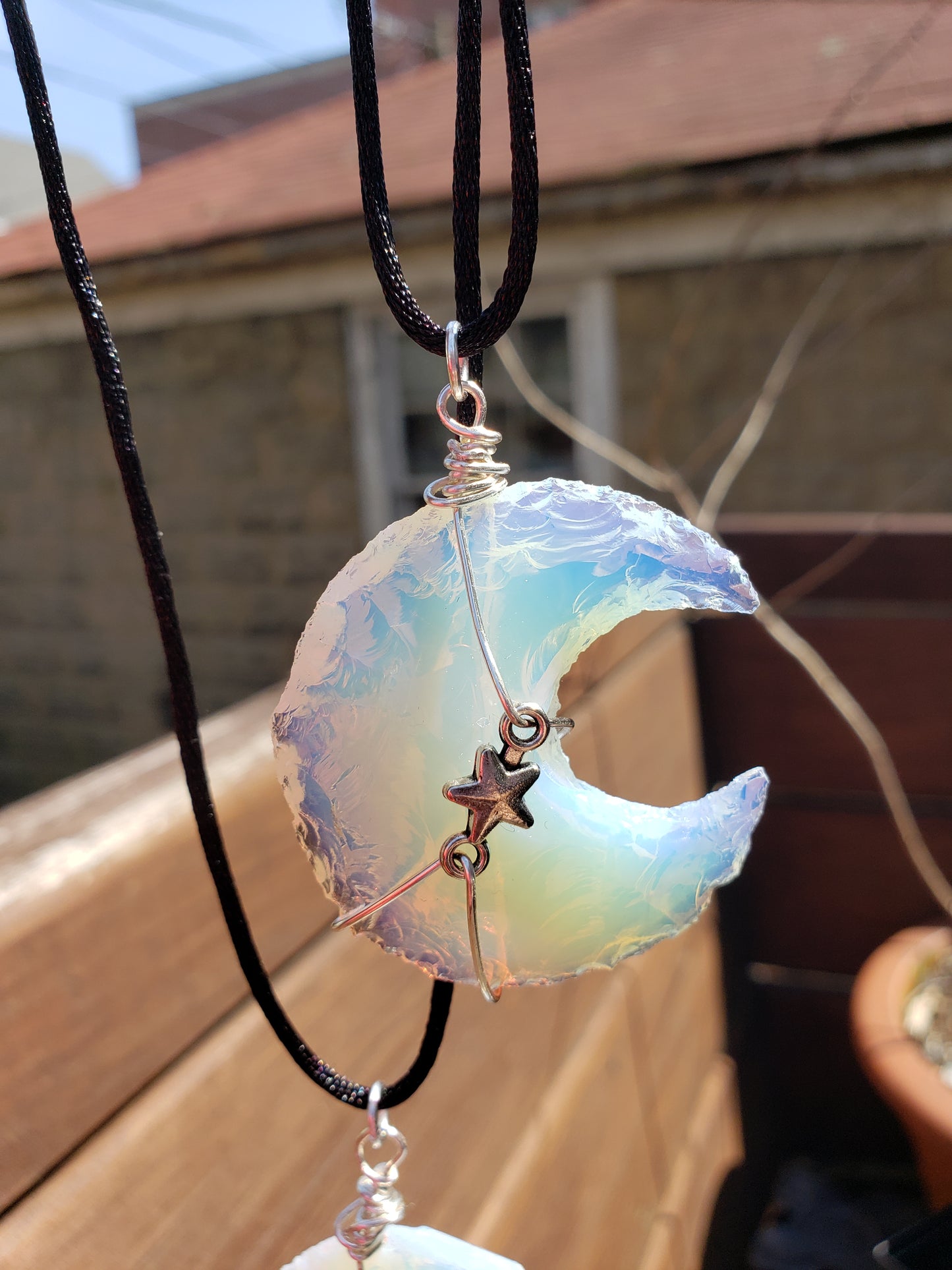 Opalite Crescent Moon & Stars Necklace