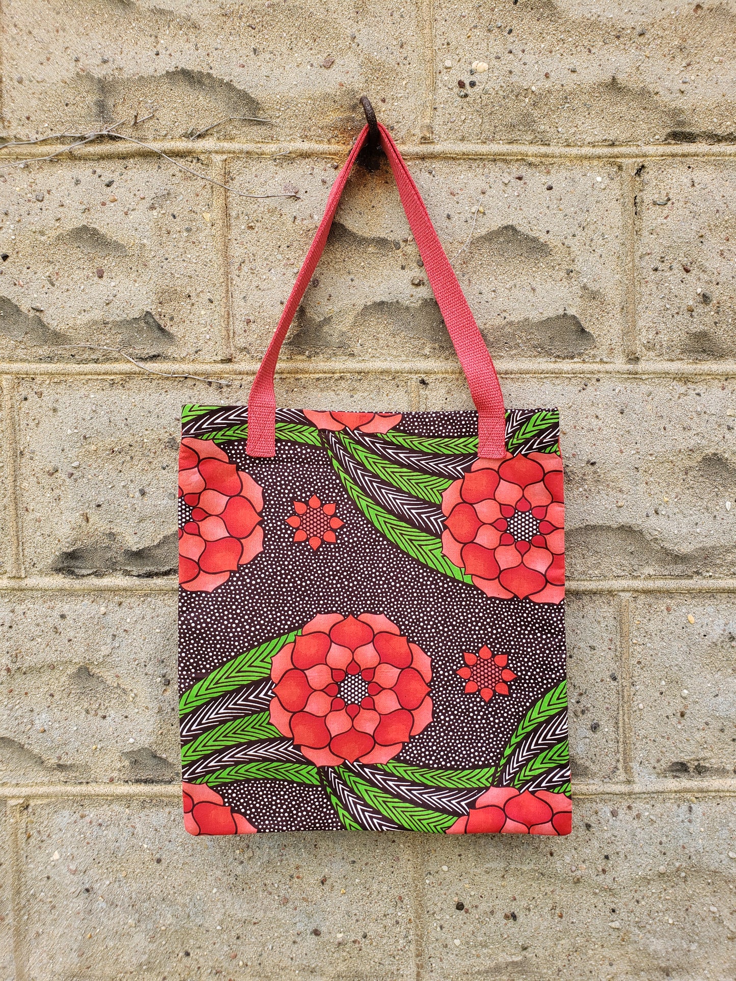 Red Floral Tote Bag