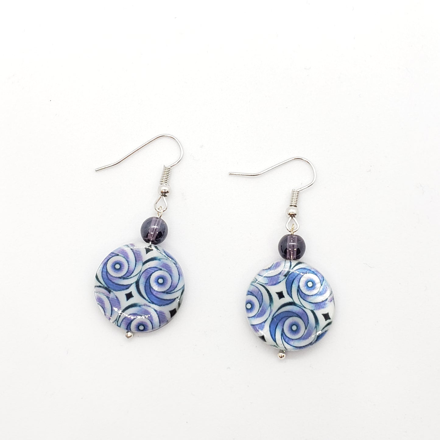 Blue Swirl Dangle Earrings