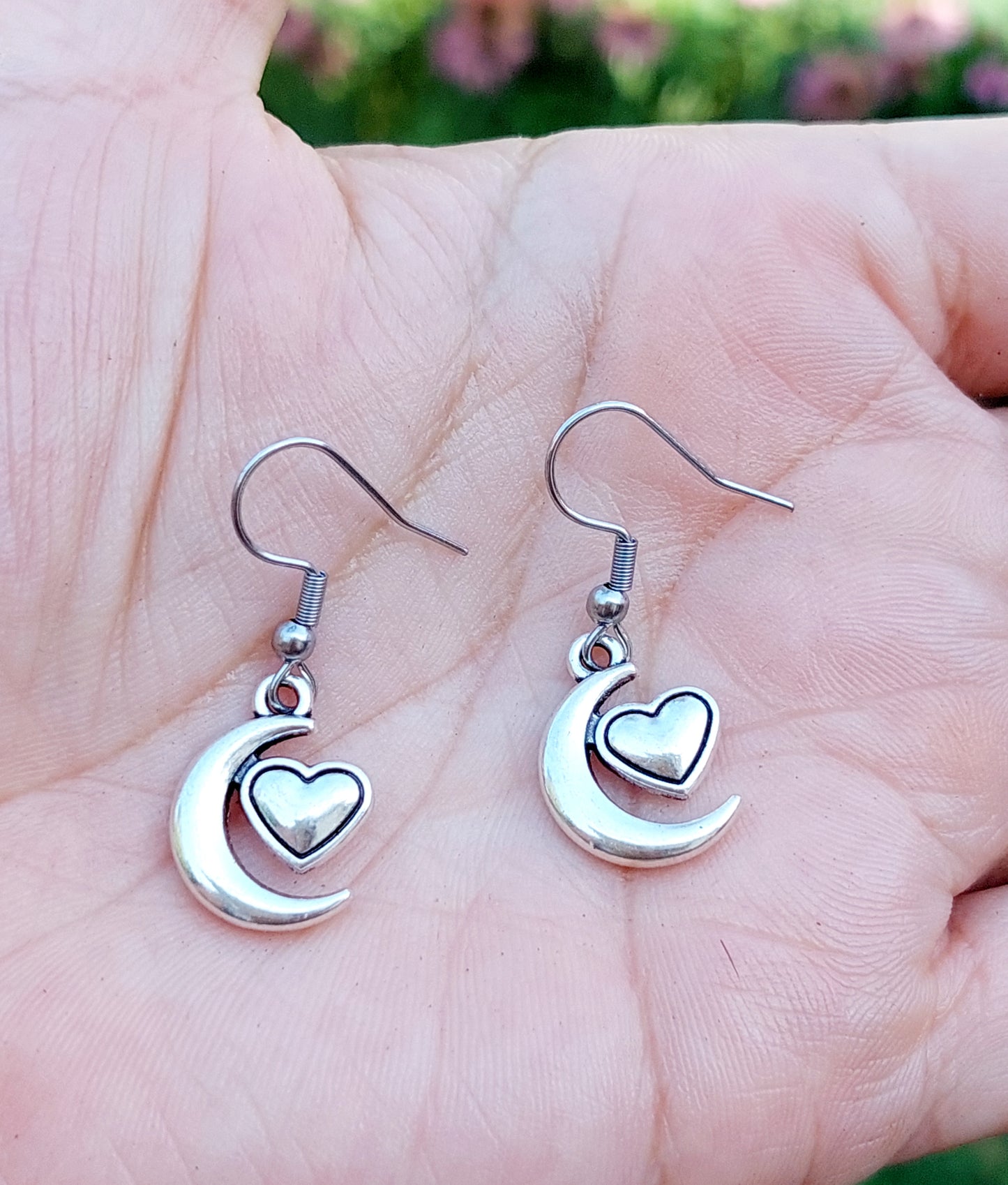 Crescent Heart Charm Earrings