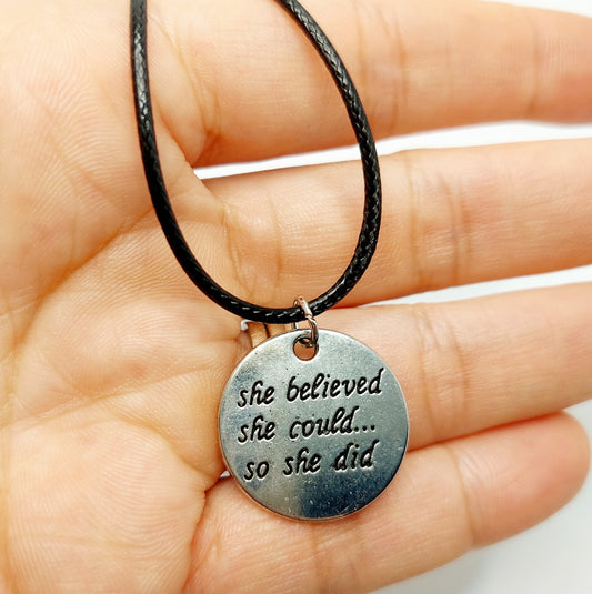She Believed Charm Necklace