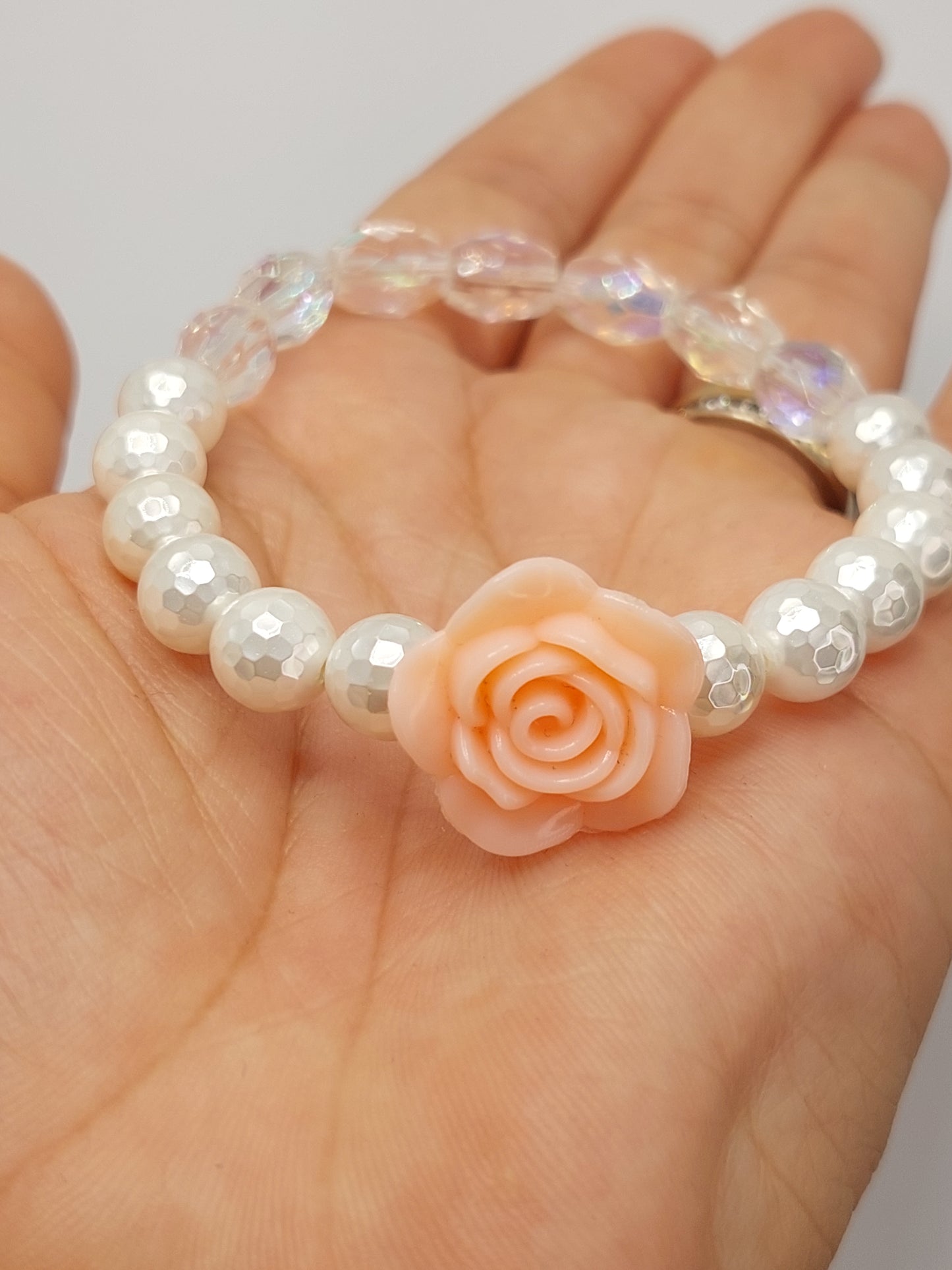 Pink Rose Elastic Stretch Bracelet