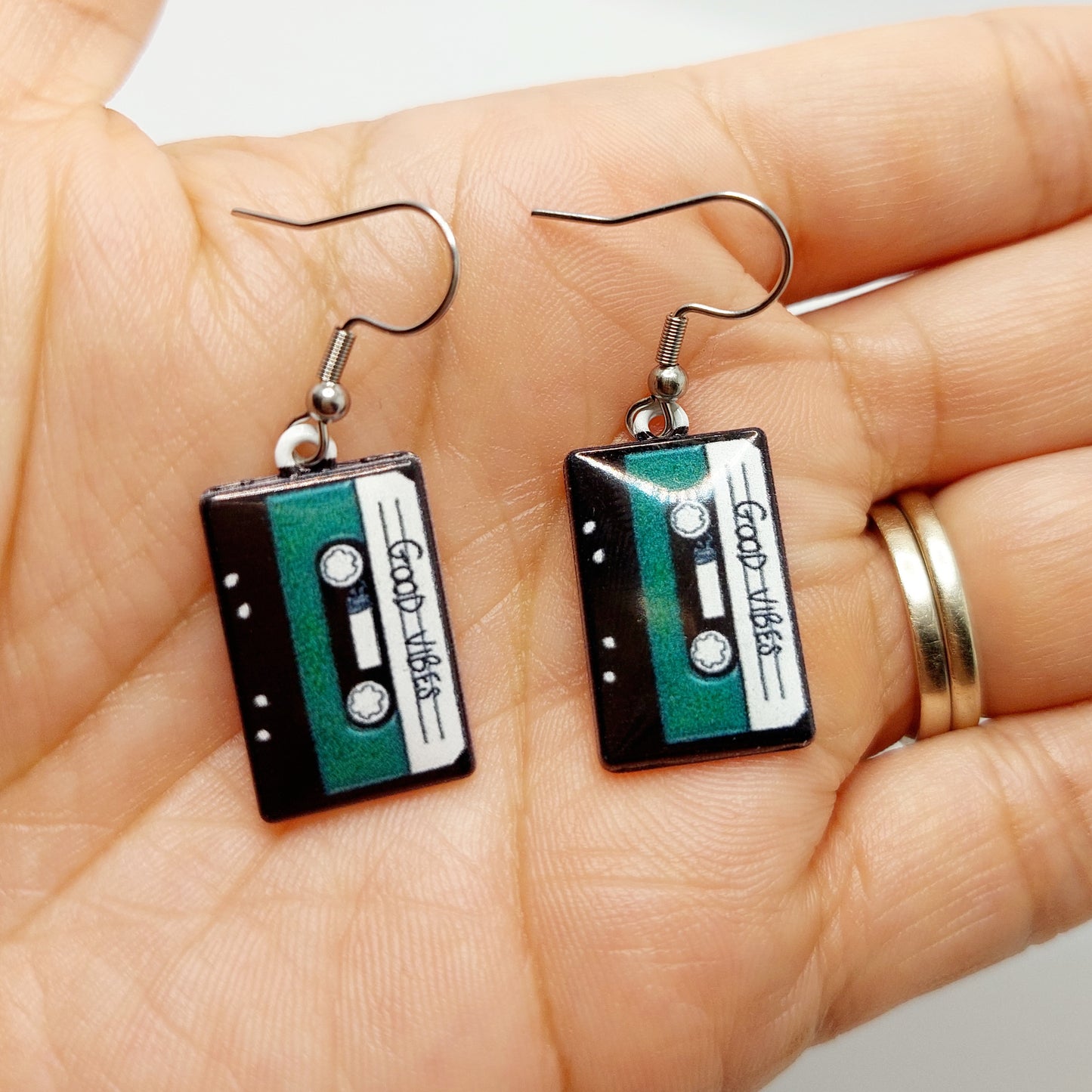 Good Vibes Cassette Charm Earrings