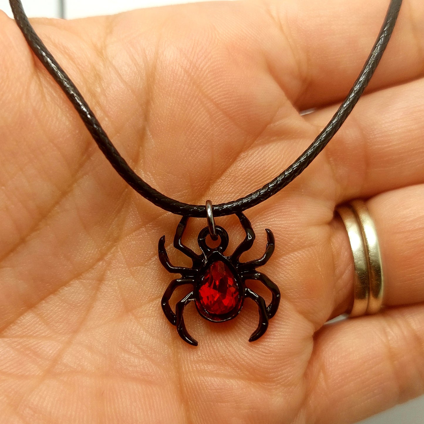 Black Spider Charm Necklace