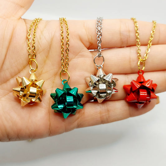 Gift Bow Charm Necklace