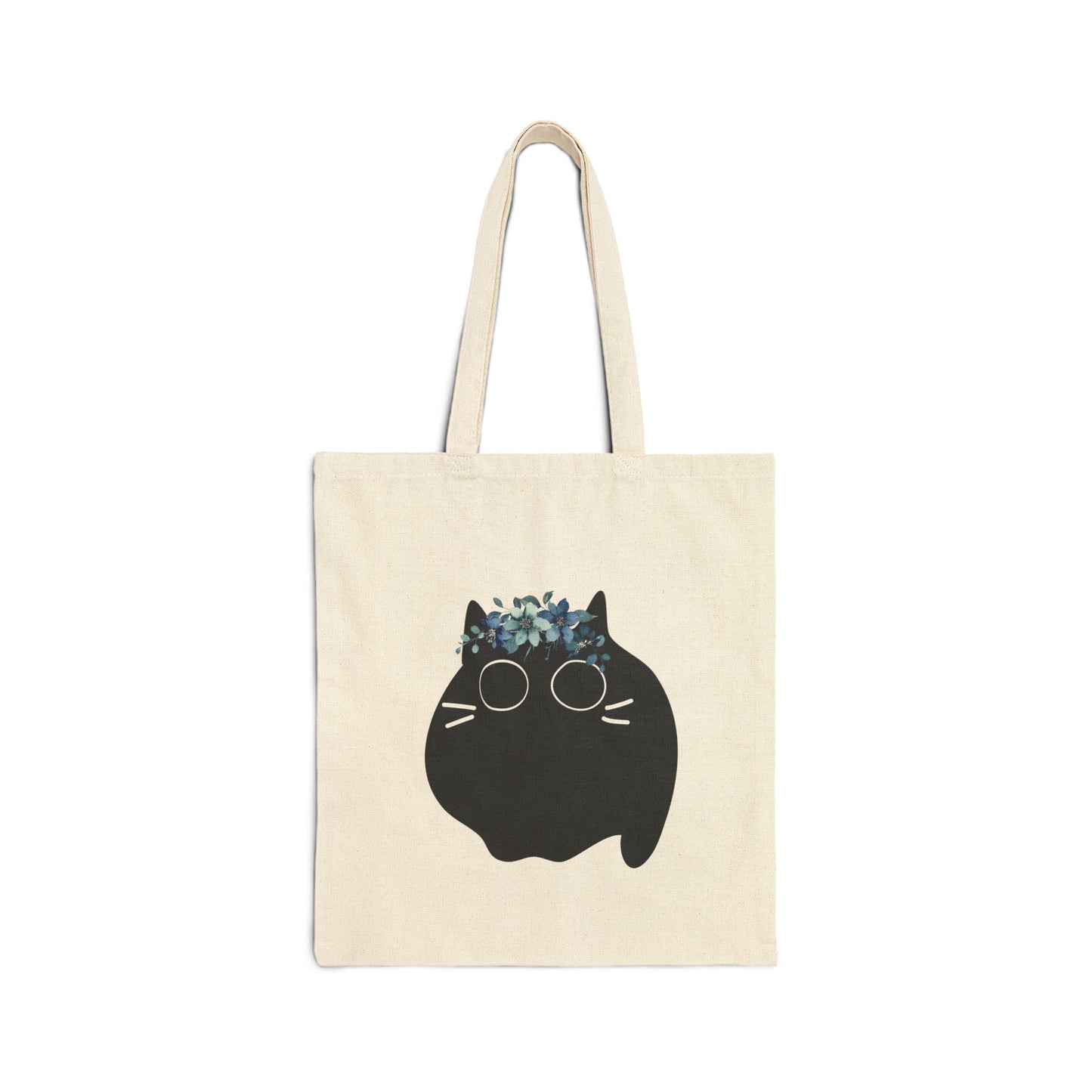 Floral Black Cat Tote Bag