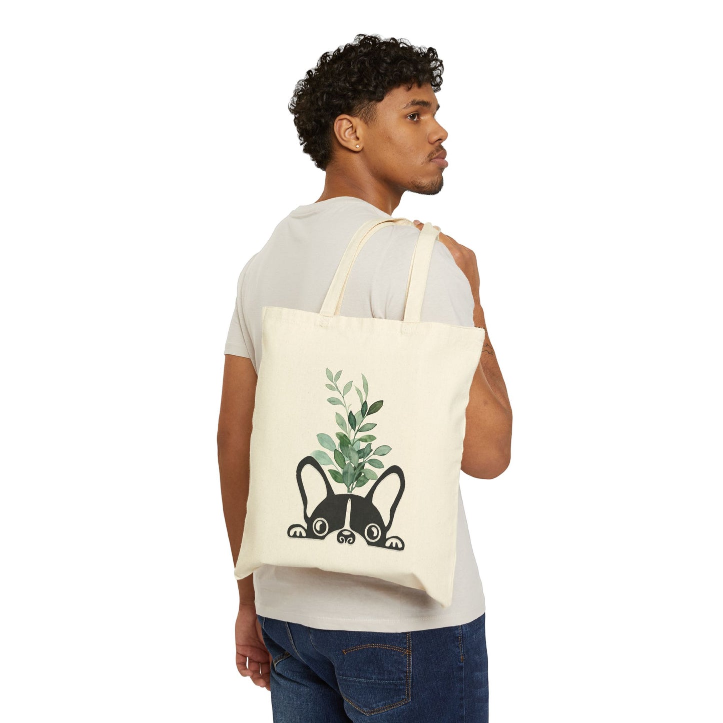 Peeping Pug Tote Bag