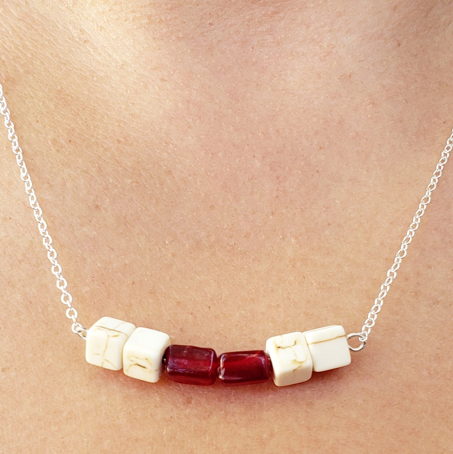 Brick Beaded Bar Necklace