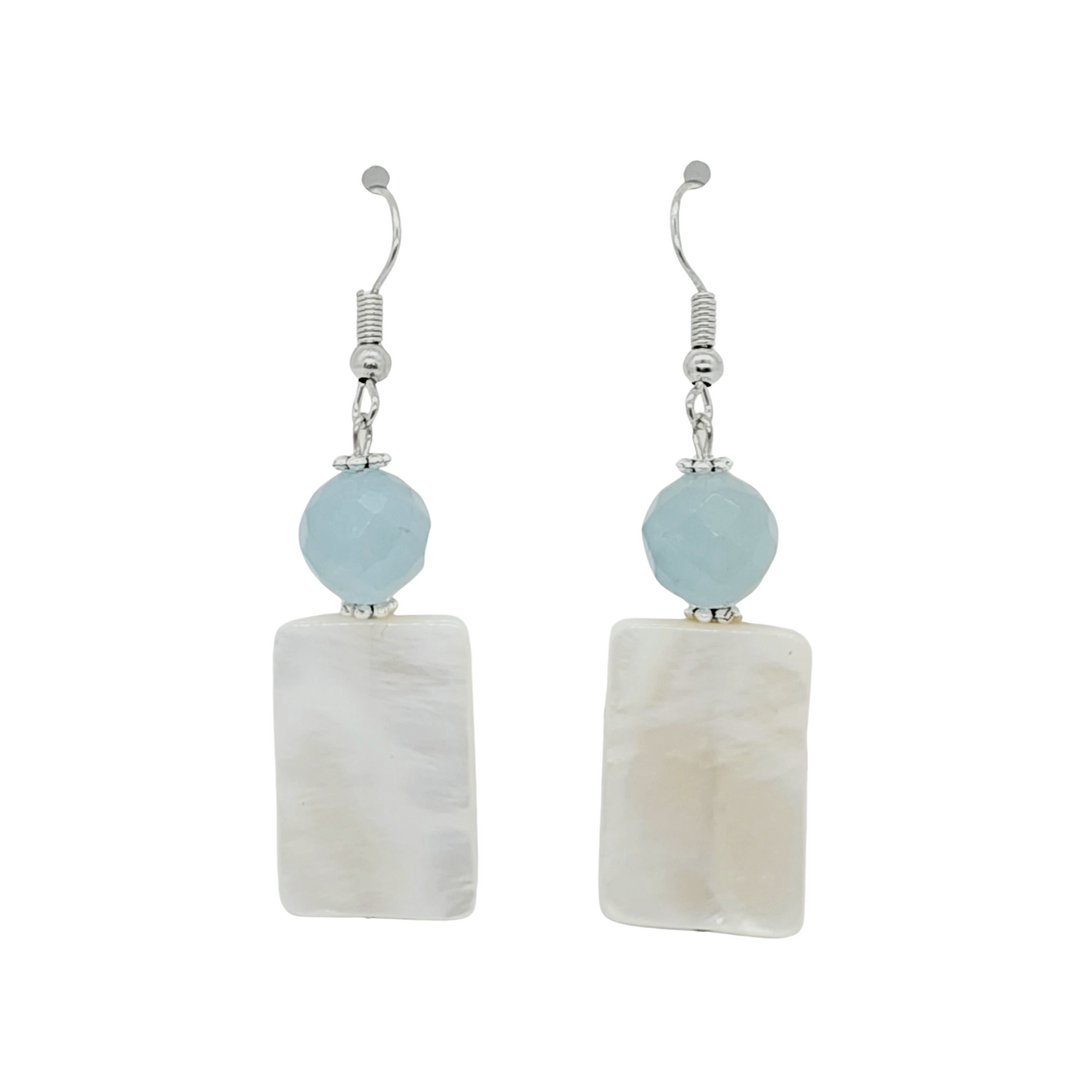 Aqua Shell Dangle Earrings